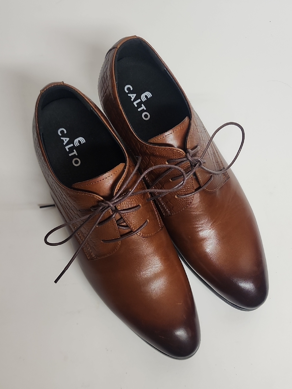 CALTO 3" Elevate Height Brown Amazing Quality Mens Oxford Size 8 Dress Shoes